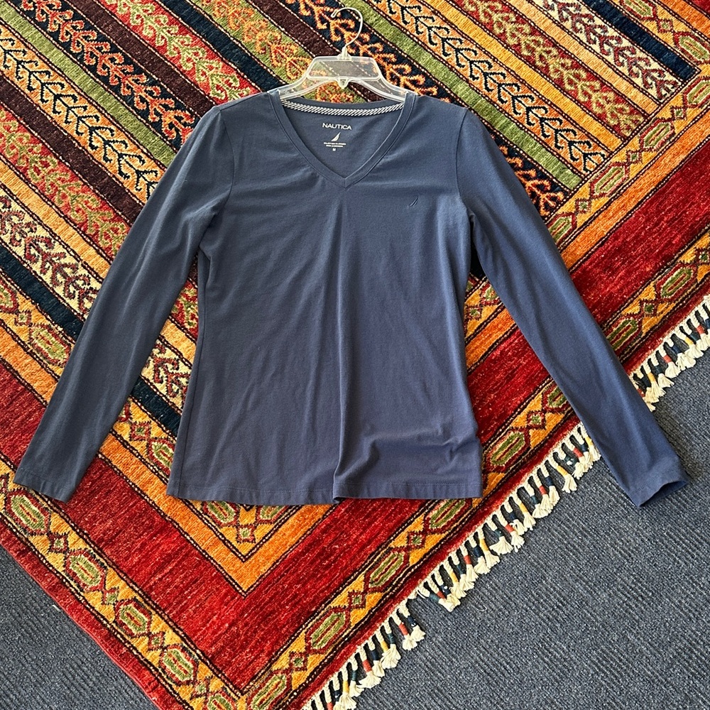 Nautica Women's Long Sleeve Navy Top